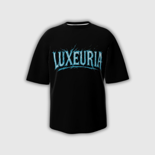 Luxeuria Oversized Unisex T-Shirt – Y2K Blue & Turquoise Print