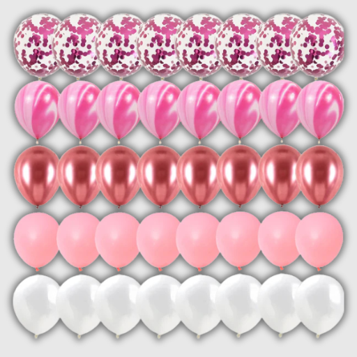 Marble & Silver Confetti Balloon Set – 40 Pieces