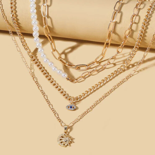 Luxeuria Luxe Turkish Evil Eye Multilayer Pendant Necklace Collection