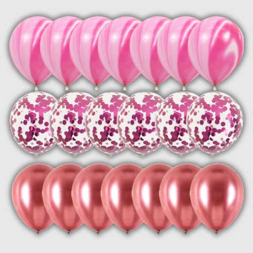 Marble & Silver Confetti Balloon Set – 40 Pieces