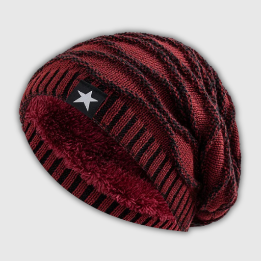 Unisex Slouchy Fur-Lined Winter Beanie with Star Decor