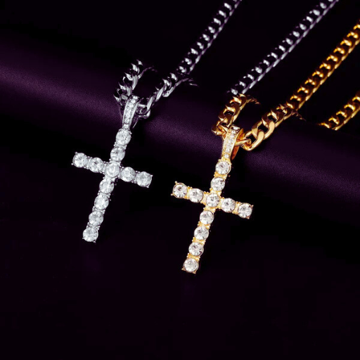 Luxeuria Luxe Hip Hop Cross Pendant Necklace with 4mm Zircon Tennis Chain