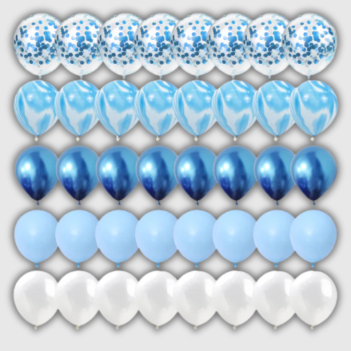 Marble & Silver Confetti Balloon Set – 40 Pieces