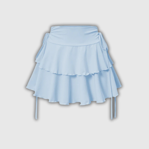 High Waist Solid Mini Skirt with Lace-Up Detail
