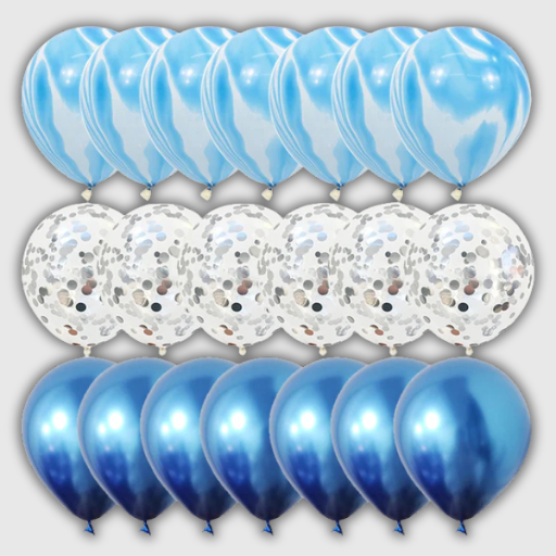 Marble & Silver Confetti Balloon Set – 40 Pieces