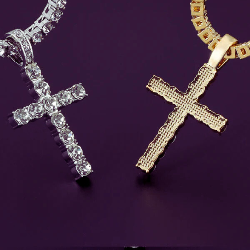 Luxeuria Luxe Hip Hop Cross Pendant Necklace with 4mm Zircon Tennis Chain