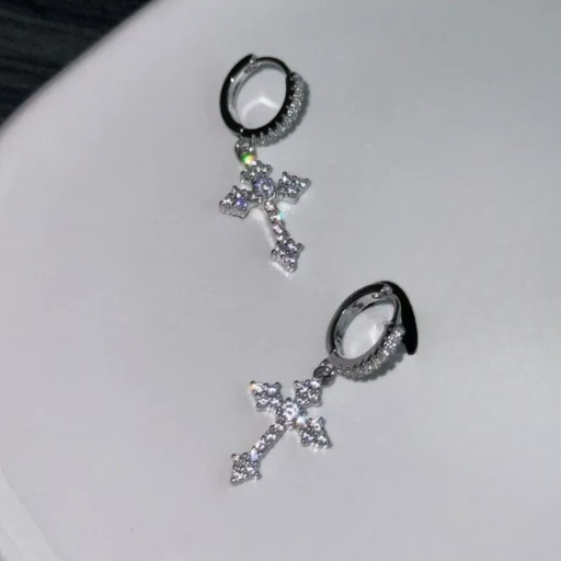 Luxeuria Luxe Rhinestone Cross Drop Earrings