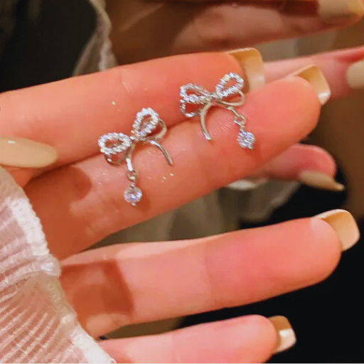 Luxeuria Luxe Y2K Pink Zircon Bow Stud Earrings