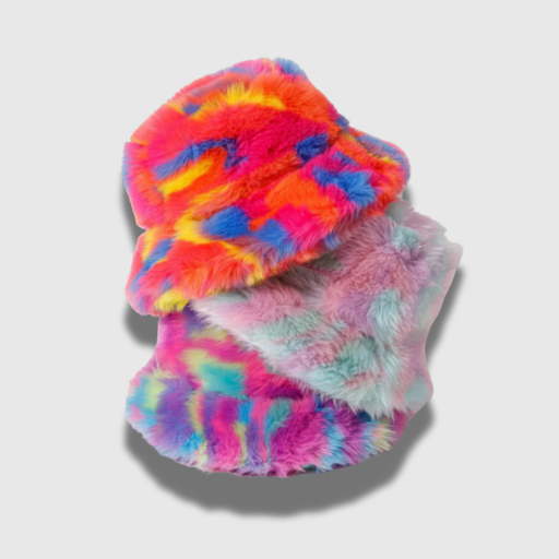 Plush Gradient Tie-Dye Bucket Hat – Warm Winter Street Style